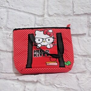 Sanrio Hello Kitty Apple Insulated Red and White Polka Dot Lunch Tote Bag NWOT